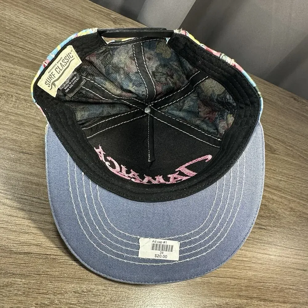 Jamaica Cap Blue Pink Floral SnapBack Surf Classic Embroidered Spell Out Logo
